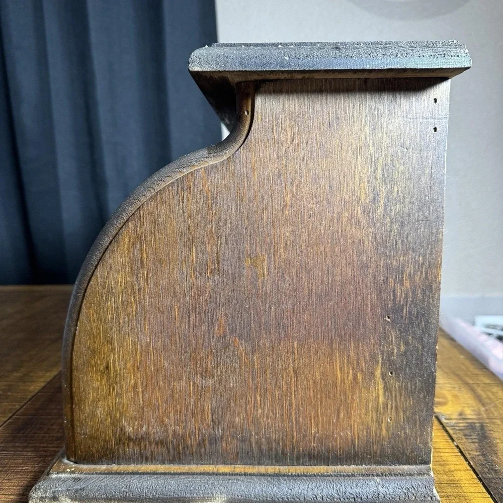 Groovy Vtg Knock On Wood Roll Down Bread Box 70's One Owner
